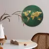 Wereldkaart - Groen - Goud Akoestische PET Vilt - Rond klein -sfeer3