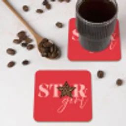 Star girl - Rood - Panter - Ster onderzetter kurk middel -sfeer2