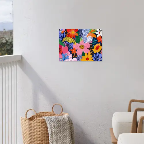 Kleurrijk - Bloemen - Abstract - Stippen tuinposter los doek klein -sfeer8