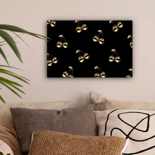Patroon - Kersen - Goud - Chrome canvas 2cm klein -sfeer1