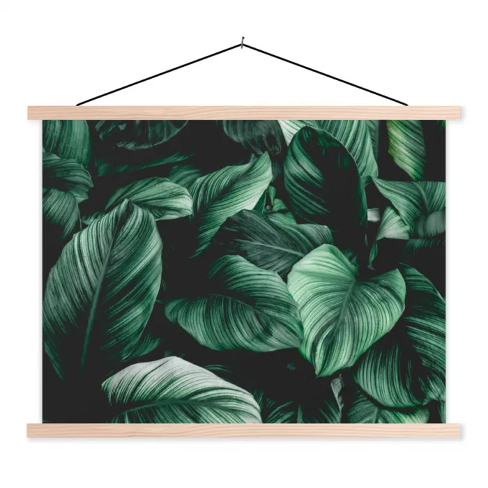 Jungle - Bladeren - Tropisch - Planten - Natuur textielposter latten blank klein -3d