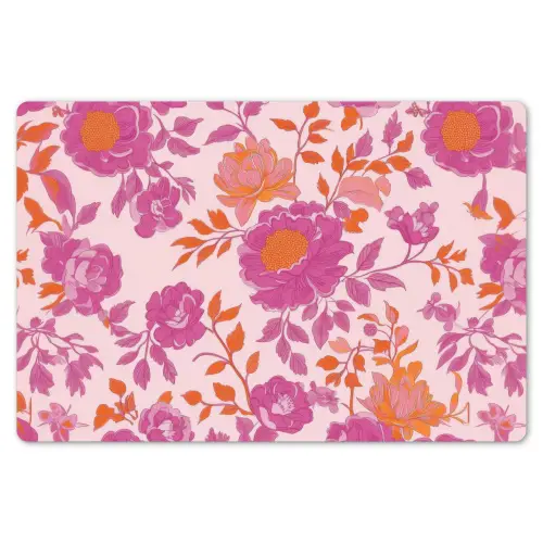 Bloemenpatroon - Roze - Oranje - Bloemen Placemat vinyl groot -zzsfeer1_Kitchenyeah-website