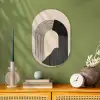 Grafisch gebogen motief - Beige Wandcirkel Ovaal Forex klein -sfeer2