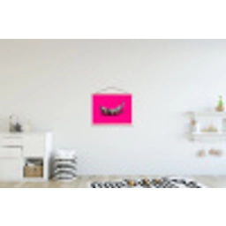 Banaan - Zebraprint - Roze textielposter latten blank klein -kinderkamer