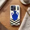 Vaas - Blauw - Geblokt - Modern Telefoonhoesje iPhone 17 Pro klein -sfeer1