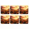 Zonnebloemen - Zonsondergang - Landschap onderzetter kurk middel -3d