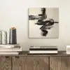 Golven - Penseelstreken - Beige - Minimalistisch aluminium wit klein -sfeer1