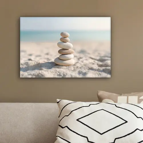 Stenen - Stapel - Zand - Zee canvas 2cm klein -sfeer3