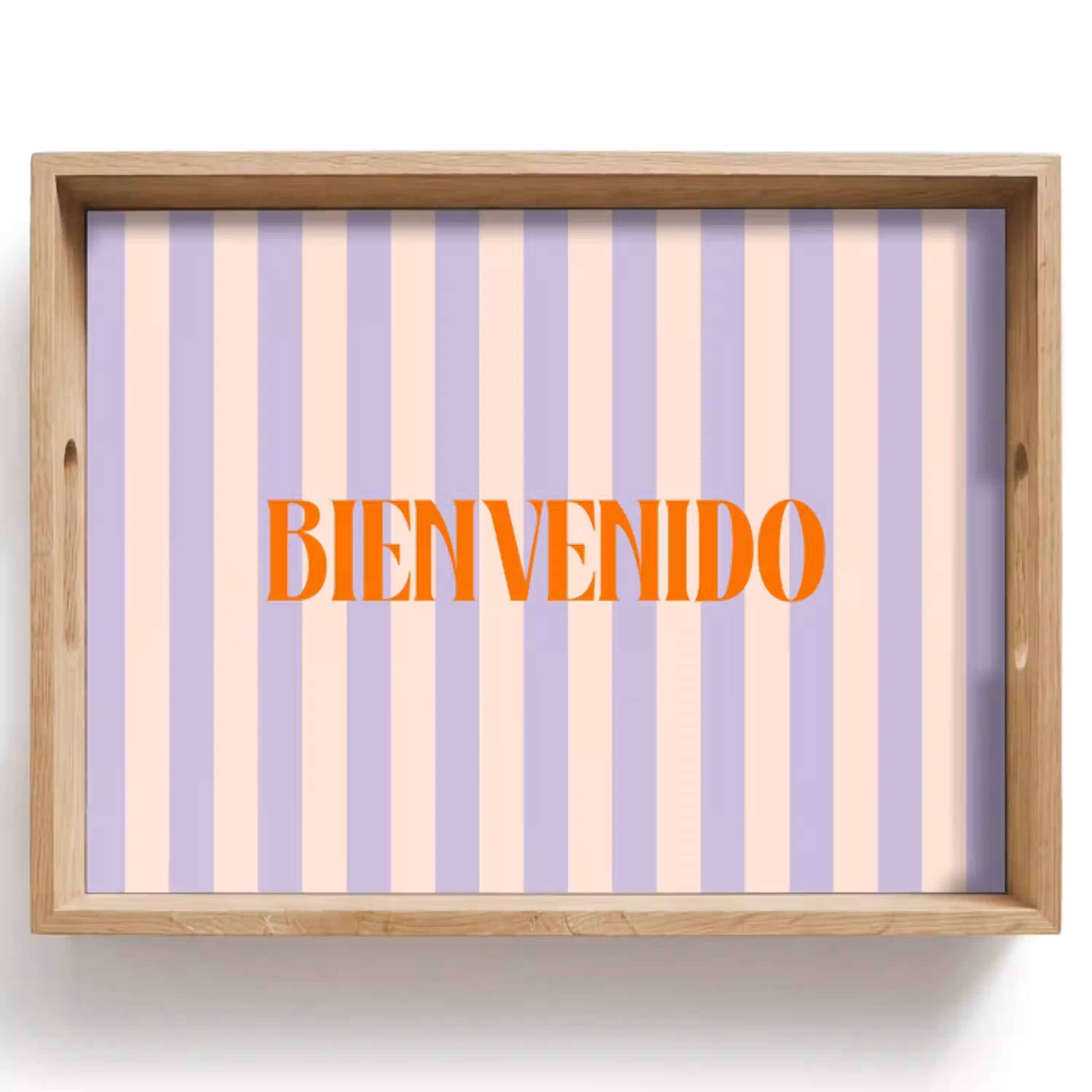 Lila - Oranje - Strepen - Bienvenido Dienblad Rechthoek middel -z3d_shopping