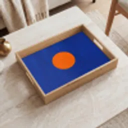 Vorm - Rond - Minimalistisch - Blauw Dienblad Rechthoek middel -sfeer1