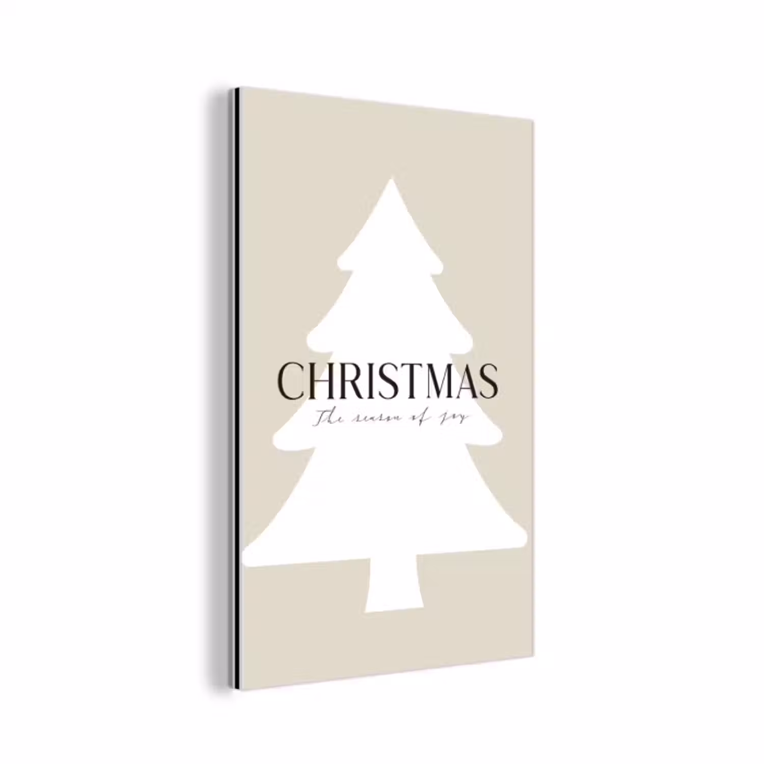 Aluminium schilderij - Kerstboom - Japandi - Christmas - Beige