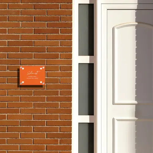 Witte hartjes in hoeken - Sierlijk Naambord Rechthoek middel -sfeer3-rechthoek-S