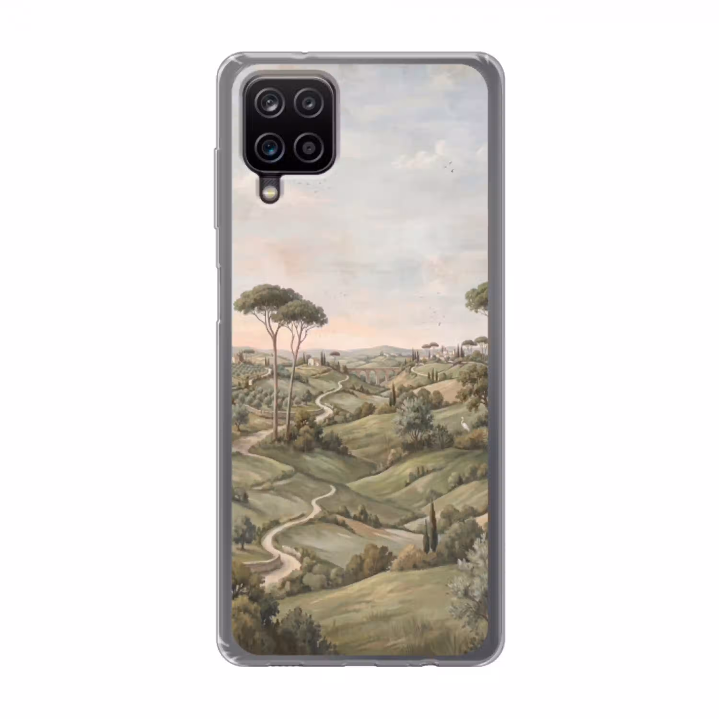 Landschap - Heuvels - Zandpad - Groen Telefoonhoesje Samsung Galaxy A12 klein -3d