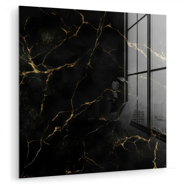 Zwart marmer - Gouden aders - Klassiek plexiglas 5mm klein -zzzproduct_nieuw