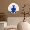 Vaas - Blauw - Geblokt - Modern Wandcirkel kunststof plaat 5mm dik klein -sfeer1