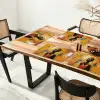 Vrouw - Ogen - Penseelstreken - Geel Placemat vinyl groot -zzsfeer4_Kitchenyeah-website