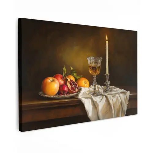 Fruit -  Stilleven - Wijn - Kaars canvas 2cm klein -z3d