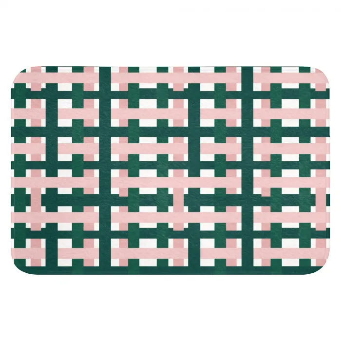 Vlechtpatroon - Groen - Roze - Grafisch WCmat klein 1009 -3d