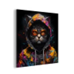 Kat - Jas - Graffiti - Bril - Zwart aluminium wit klein -3d