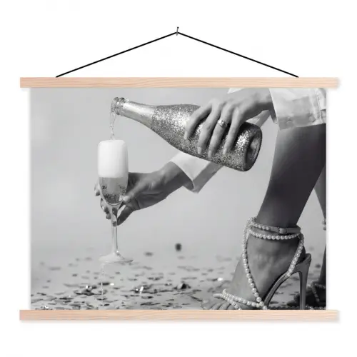 Feestelijk - Champagne - Discobal textielposter latten blank klein -3d