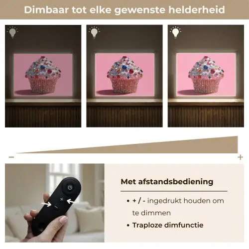 Cupcake - Kleurrijk - Edelstenen Light Box met batterij (Wandlamp) middel -USP_dimbaarNL