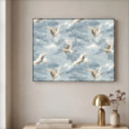 Wolken - Kraanvogels - Blauw Textielframe zwart klein 947 -sfeer2