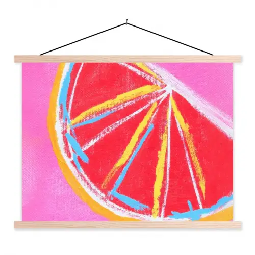 Grapefruit - Geschilderd - Roze - Strepen textielposter latten blank klein -3d