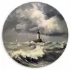 Vuurtoren - Golven - Storm Wandcirkel kunststof plaat 5mm dik klein -3d
