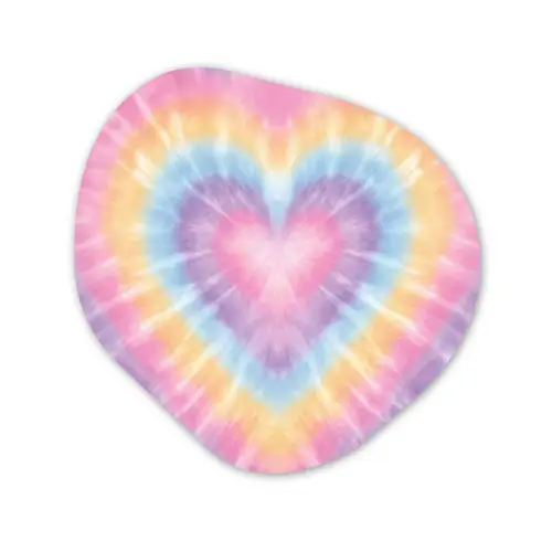 Hartvorm - Pastelkleuren - Tie Dye Wandcirkel Organisch Forex 3mm klein -3d