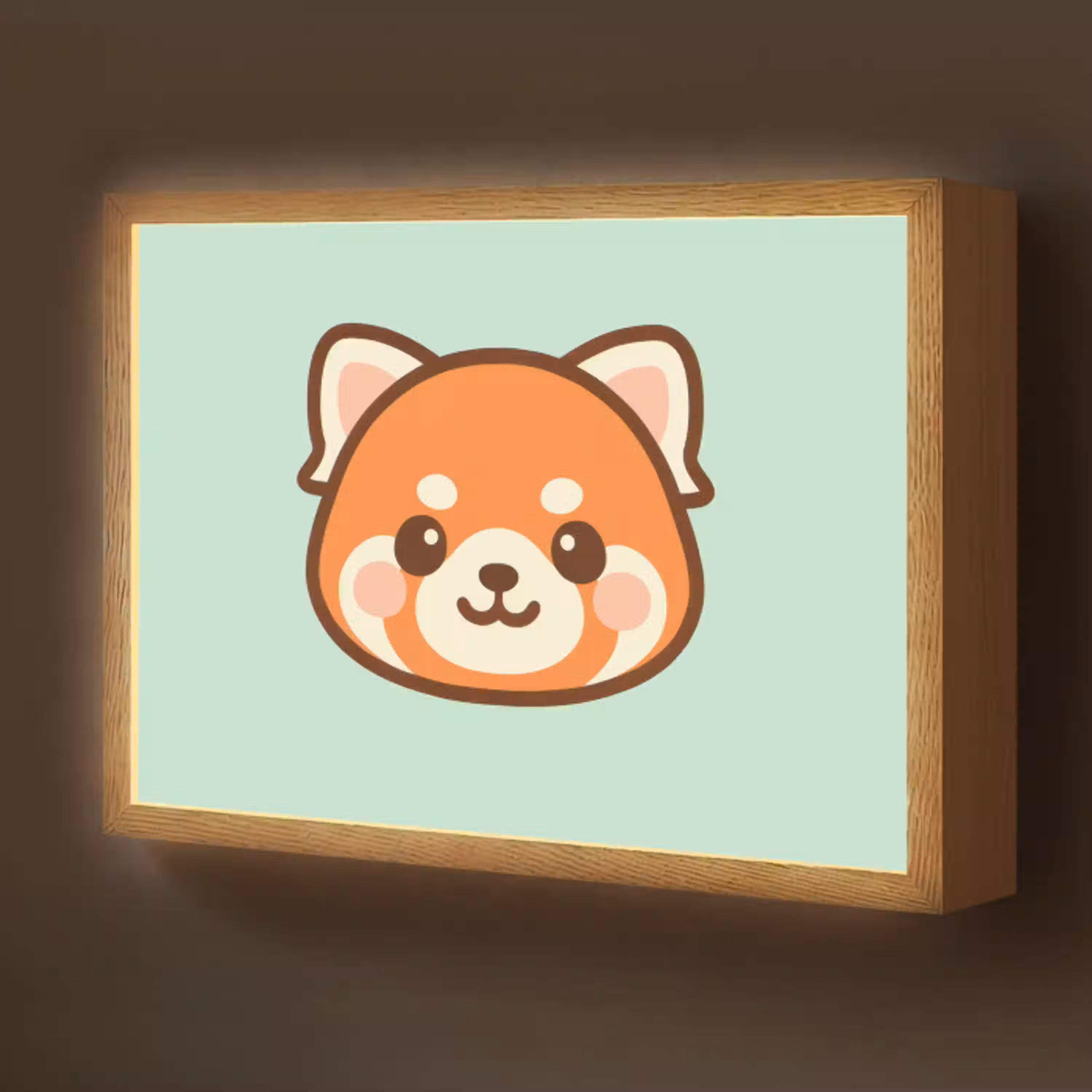 Rode panda - Groen - Cartoon Light Box met batterij (Wandlamp kind) middel -z3d_website