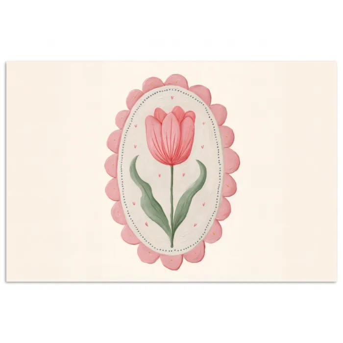 Tulp - Lijst - Ovaal - Illustratie poster papier klein -3d