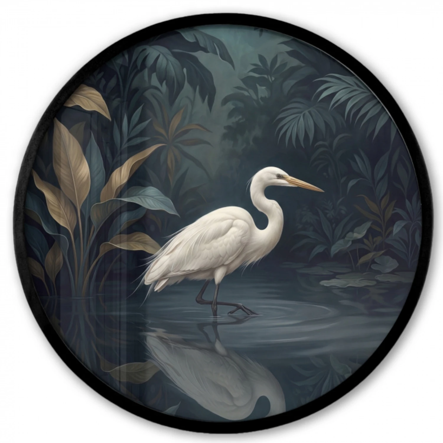 Reiger - Water - Natuur - Modern - Wit Fotolijst rond zonder passe partout klein -3d