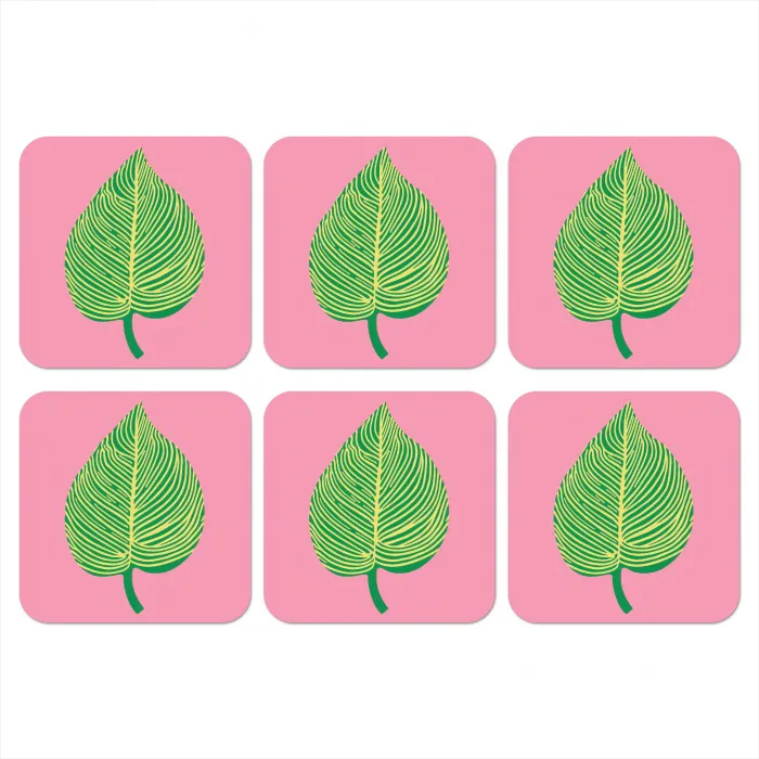 Illustratie - Blad - Minimalistisch - Groen onderzetter kurk middel -3d