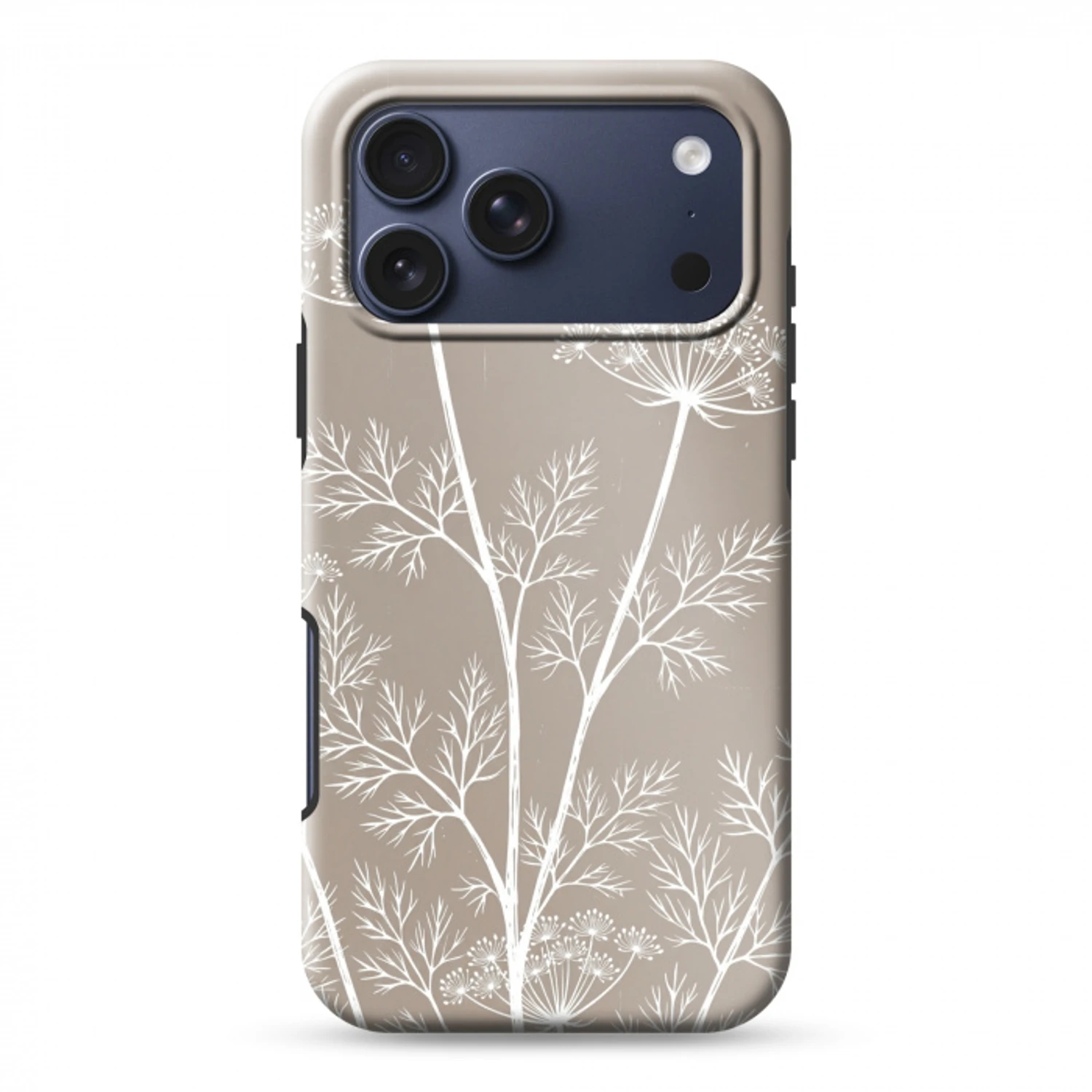 Grafisch - Fluitenkruid - Taupe Toughcase MagSafe Apple iPhone 17 Pro Max klein -3d