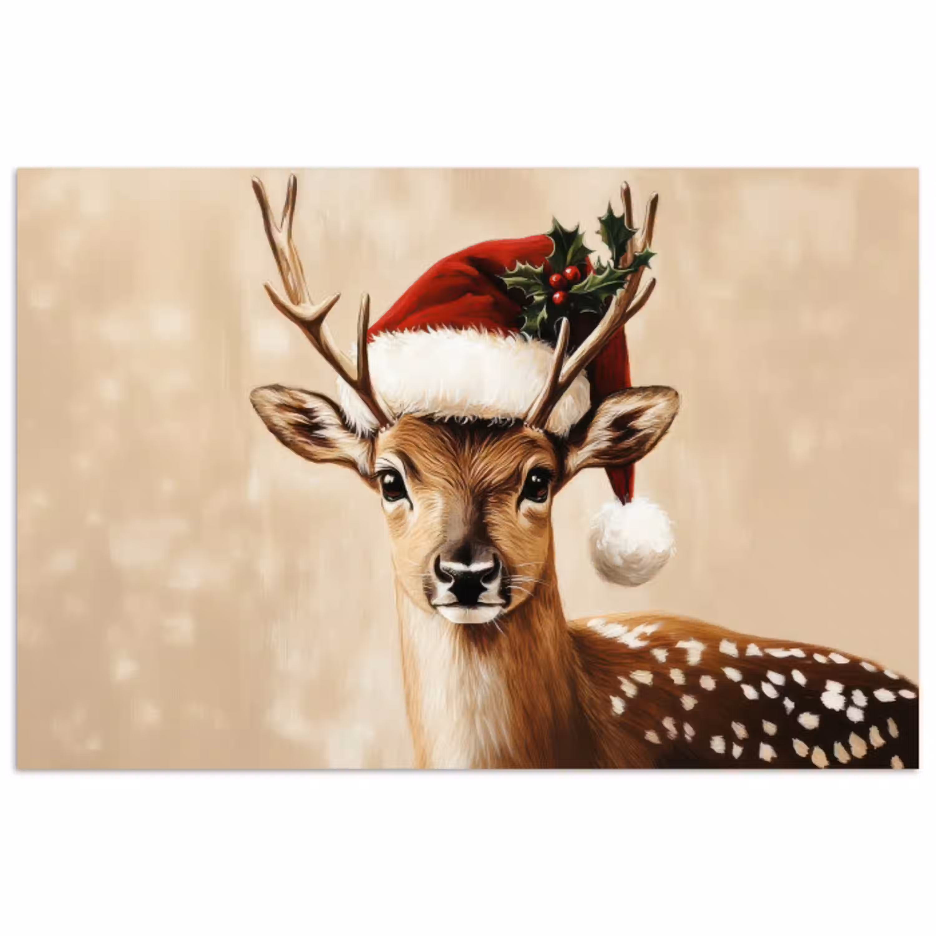 Kerst - Hert - Gewei - Rood poster papier klein -3d