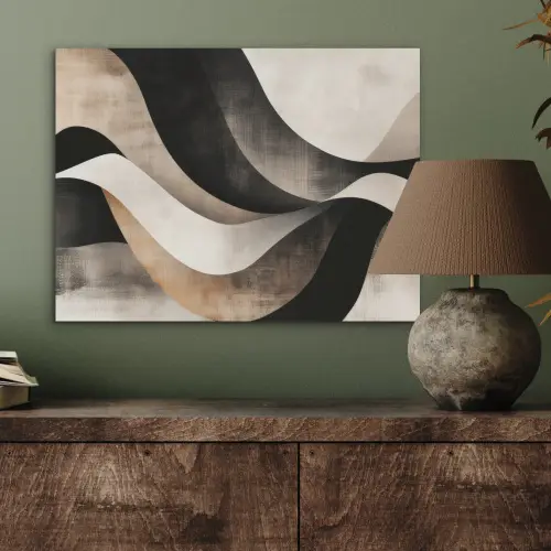 Abstract - Golven - Zwart - Verweerd PET vilt klein -sfeer2