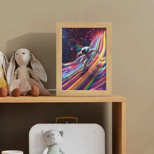 Astronaut - Ruimte - Skateboard - Kleurrijk Light Box met kabel klein -sfeer2_kind