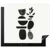 Japandi - Zwart - Abstract Inductie beschermer vinyl 3mm middel -3d