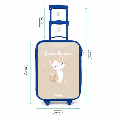 Kat omringd door beige stippen Kinderkoffer - Blauw klein -productfoto_formaten
