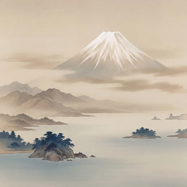 Behang - Japans - Landschap - Beige