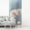 Paardenbloemen - Pluisjes - Wit fotobehang vinyl groot -woonkamer
