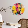 Vrouwengezicht - Krantenpapier - Abstract - Roze Wandcirkel kunststof plaat 5mm dik klein -sfeer4