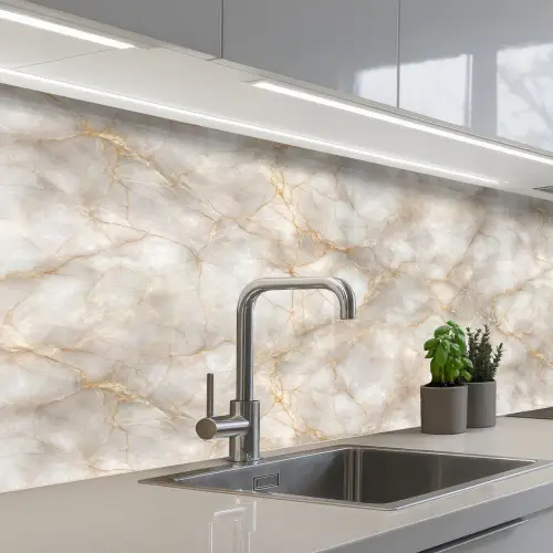 Zandkleurig - Marmer - Natuursteen keuken achterwand 2 middel 871 -3d_schuin