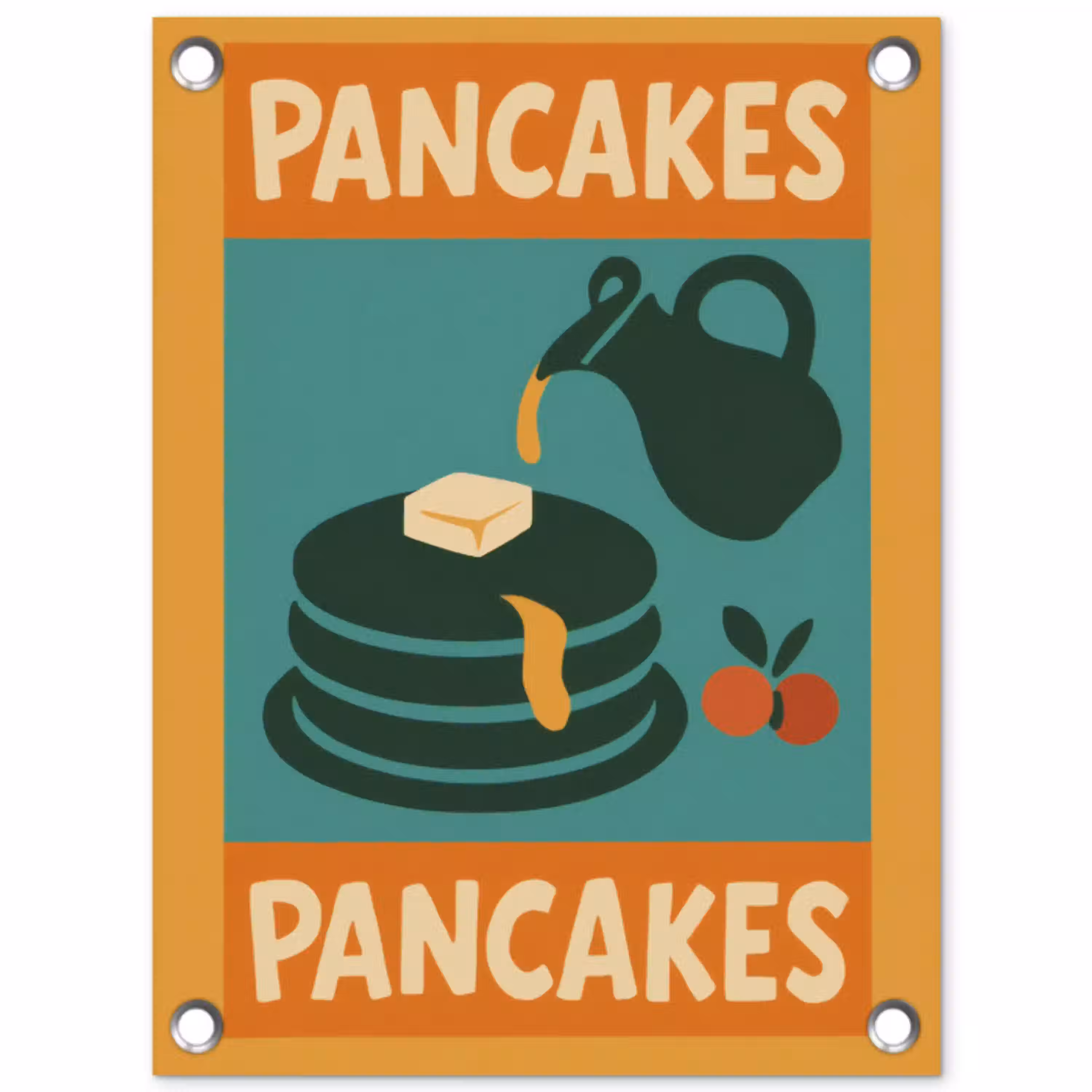 Pannenkoeken - Siroop - Illustratie - Oranje tuinposter los doek klein -3d