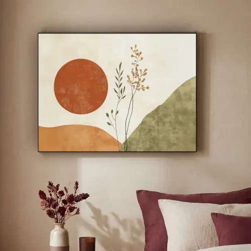 Zon - Abstract - Takken - Oranje Textielframe - compleet frame klein -sfeer1