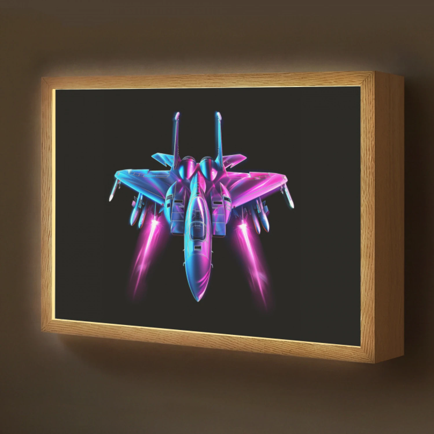 Straaljager - Blauw - Kleuren - Jongens - Zwart Light Box met batterij (Wandlamp kind) middel -z3d_website