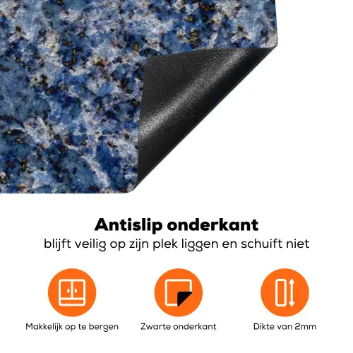 Graniet - Blauw - Koel Inductie beschermer vinyl 3mm klein 276 -zzzzzzz-td-onderkant