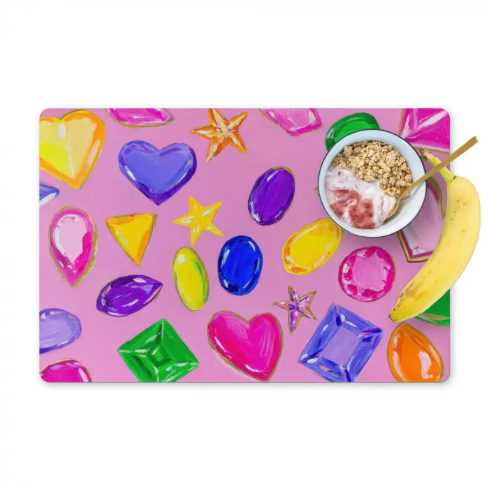 Edelstenen - Vormen - Hartje - Kleurrijk Placemat vinyl groot -zzzproduct_Kitchenyeah-website
