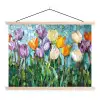 Mozaïek - Veld - Tulpen - Kleurrijk textielposter latten blank klein -3d
