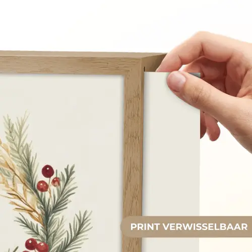 Kerstkrans - Kerst - Goud - Beige Light Box met batterij (Wandlamp) middel -USP_websiteprintNL